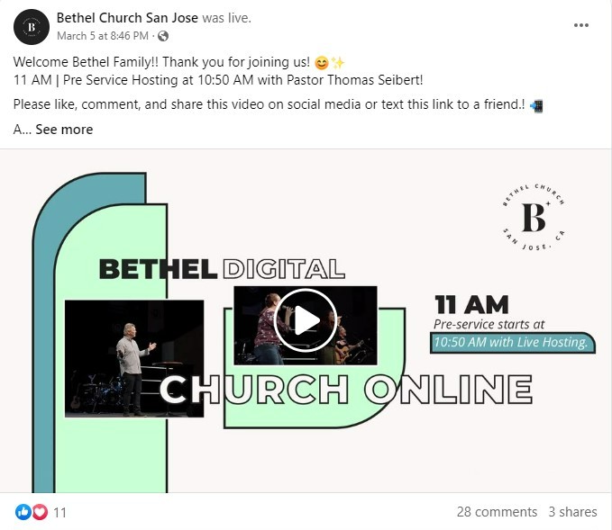 facebook post for church